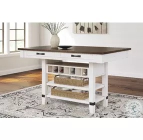 Valebeck White And Brown Storage Counter Height Dining Table