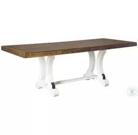 Valebeck White and Brown Rectangular Extendable Dining Room Set