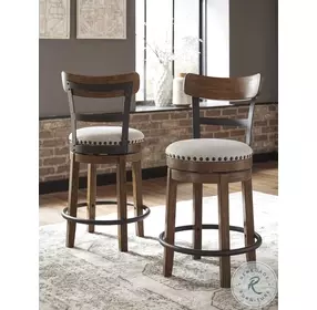 Valebeck Brown Upholstered Swivel Counter Height Stool