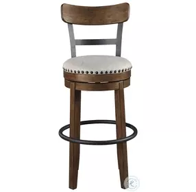 Valebeck Brown Tall Upholstered Swivel Bar Stool