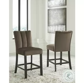 Zendalia Mocha Upholstered Bar Stool Set Of 2