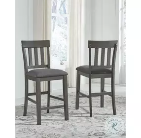 Hallanden Two tone Gray Upholstered Bar Stool Set of 2