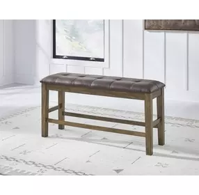 Broxtyn Light Brown Upholstered Counter Height Dining Bench