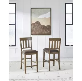 Broxtyn Light Brown Upholstered Bar Stool Set of 2