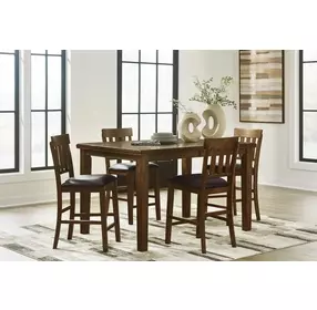 Ralene Medium Brown 78" Extendable Rectangular Counter Height Dining Table