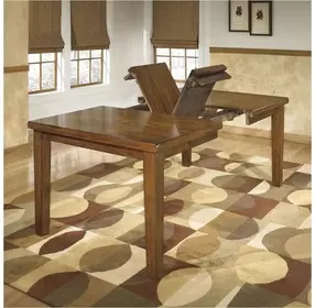 Ralene Medium Brown Rectangular Butterfly Extendable Dining Table