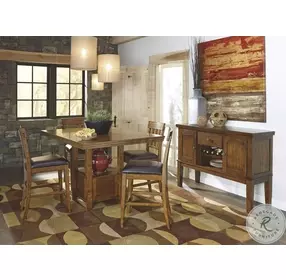 Ralene Medium Brown Rectangular Extendable Counter Height Dining Table