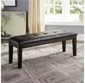 Haddigan Dark Brown Large Upholstered Dining Room Bench