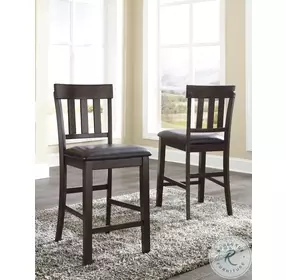 Haddigan Dark Brown Upholstered Counter Height Stool Set of 2