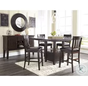Haddigan Dark Brown Rectangular Extendable Counter Height Dining Table