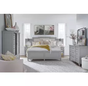 Glenbrook Pebble Queen Upholstered Wall Bed with 2 Nightstand and USB Charging