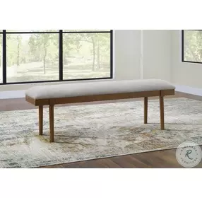 Lyncott Beige Upholstered Bench