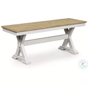 Westlinport Antique White And Natural 48" Dining Bench