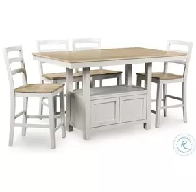 Westlinport Antique White And Natural Counter Height Dining Table