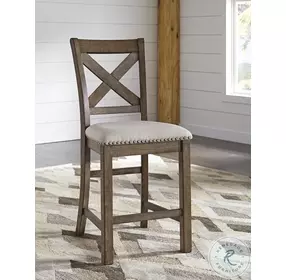 Moriville Gray Upholstered Bar Stool Set of 2
