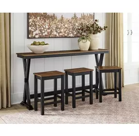Wildenauer Deep Brown and Satin Black 4 Piece Counter Height Dining Set with USB Charging