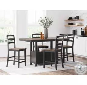 Wildenauer Brown And Black Rectangular Counter Height Dining Table