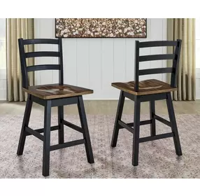 Wildenauer Brown and Black Swivel Counter Stool Set of 2