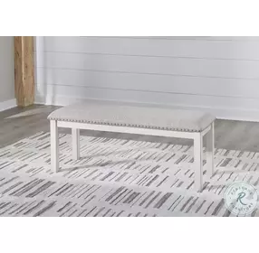 Robbinsdale Antique White Upholstered Dining Bench