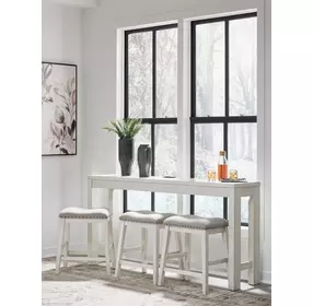 Robbinsdale Antique White and Light Gray Upholstered 4 Piece Counter Height Dining Set with USB Charging and Nailhead Trim