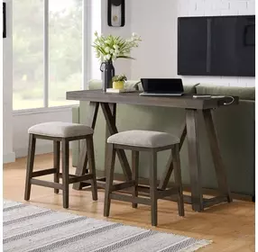 Hearst Reclaimed Chevron Rectangular Sofa Table with USB Charging