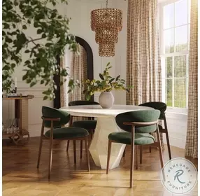 Zinea Forest Green Performance Textured Velvet Dining Chair