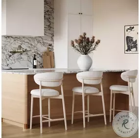 Zinea Cream Performance Textured Velvet Counter Height Stool