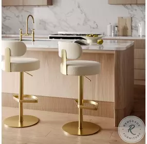 Primrose Cream Textured Performance Fabric Adjustable Stool