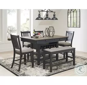 Tyler Creek Antique Black Double Counter Height Dining Bench