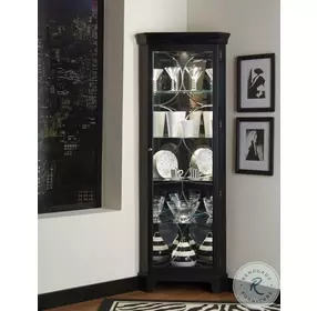 21220 Oxford Black Corner Curio Cabinet