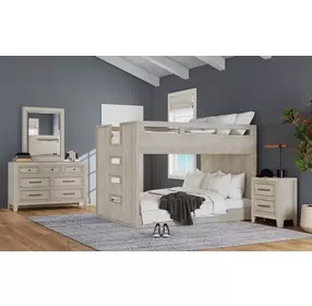 Carlson Washed Linen Full Over Full Bunk Bed