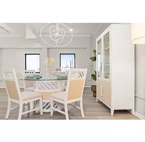 Miramar Sand and Stark White 4 Door Curio Cabinet with LED
