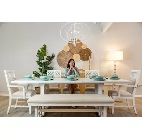 Miramar Sand Performance Fabric Upholstered Dining Bench