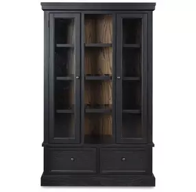 Chadworth Black and Brown 2 Glass Door Curio Cabinet