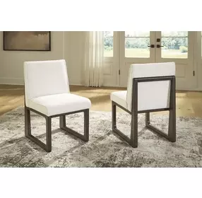 Darimore Off White Performance Fabric Upholstered Dining Side Chair Set of 2