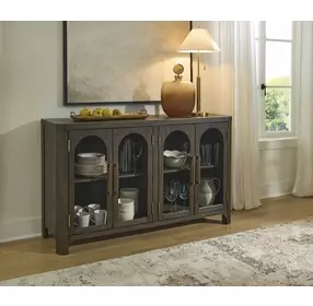 Darimore Burnished Brown 4 Glass Door Server