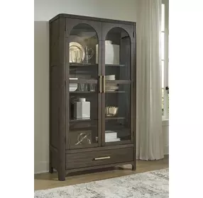 Darimore Burnished Brown 2 Glass Door Display Cabinet with LED