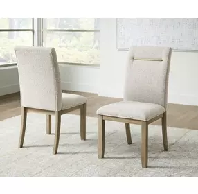 Drovlayne Beige Performance Fabric Upholstered Dining Side Chair Set of 2