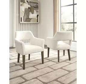 Marxmore Beige Upholstered Dining Arm Chair Set of 2