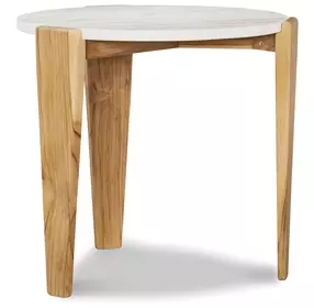Outdoor Complements White and Brown Round Verde Accent Table