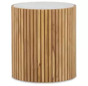 Outdoor Complements White and Brown Round Coralia Accent Table