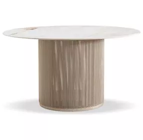 Trellis Brown and Beige Outdoor Dining Room Set