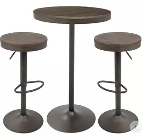 Dakota Antique 3 Piece Adjustable Height Pub Set