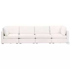 Daley Cream Linen Modular 146" 4 Piece Performance Fabric Sectional