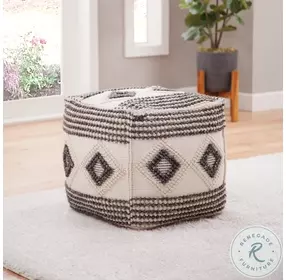 Dalia Gray And Cream Handwoven Pouf