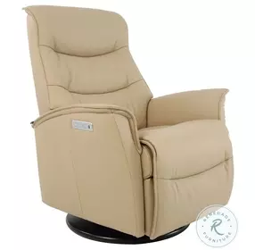 Dallas Latte Leather Swivel Glider Small Power Recliner