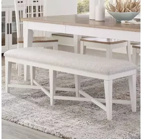 Americana Modern Cotton 58" Upholstered Dining Bench