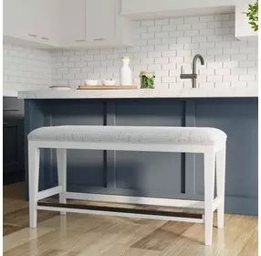 Americana Modern Cotton 49" Upholstered Counter Height Dining Bench