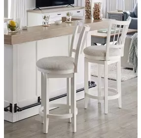 Americana Modern Cotton Spindle Back Swivel Bar Stool