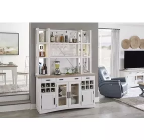 Americana Modern Cotton 66" Quartz Insert Buffet with Open Hutch